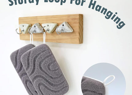 myHomeBody Dual-Texture Exfoliating Shower Sponge 2 Pack – Grey & White