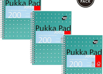 Pukka Pad A5 Metallic Jotta Notebooks – 3 Pack, 200 Pages, Green