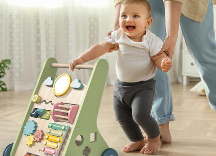 Bautia Wooden Baby Walker & Activity Centre – 10-in-1 Push Along Toy