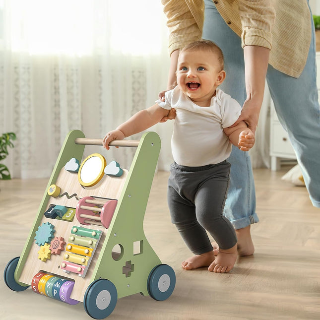 Bautia Wooden Baby Walker & Activity Centre – 10-in-1 Push Along Toy