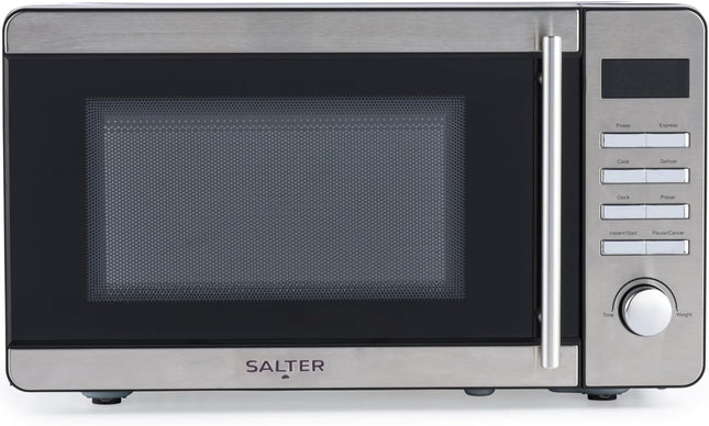 Salter 20L Digital Microwave 800W – Stainless Steel & Black, Defrost, 10 Power Levels