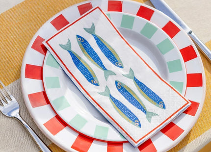 Talking Tables Fish Long Lunch Paper Napkins 40cm – 16 Pack, 3-Ply FSC Recycled Paper