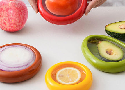 4 Piece Reusable Fruit & Vegetable Storage Containers Food Saver Fridge Boxes