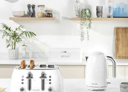 Salter Boston 4-Slice Toaster – Wide Slots, 6 Browning Levels, Ice White