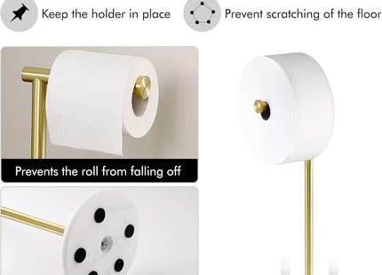 KES Freestanding Toilet Roll Holder with Marble Base SUS304 Stainless Steel Brushed Gold