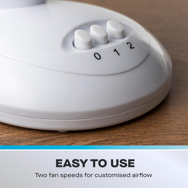 Daewoo 9 Inch Desk Fan with Oscillation & Adjustable Tilt 2 Speed Portable Table Fan White