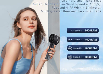 Wastou G3 Mini Handheld Fan 4-Speed 2600mAh USB-C Rechargeable – Black