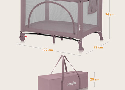 Lionelo Laura 2-in-1 Travel Cot & Playpen – Adjustable Newborn Level, Mattress, Pink Nude