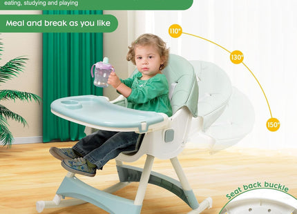Nukdey 5-in-1 Convertible Baby High Chair Green – Folding Adjustable Feeding Chair
