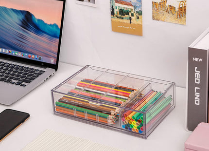 YAKALIKA Clear Desk Organiser Drawer with Adjustable Compartments PH370