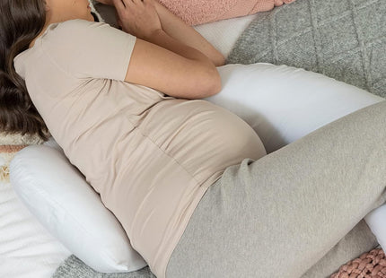 dreamgenii Pregnancy Support & Feeding Pillow White Cotton Jersey Maternity Pillow
