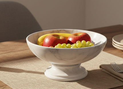 Radicaln Marble Fruit Bowl 10" – Handmade White Stone Serving Bowl