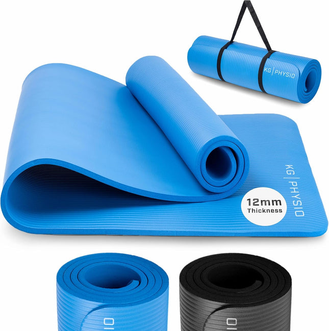 KG Physio 12mm Thick Non-Slip Yoga Mat – High-Density NBR Foam Exercise Mat