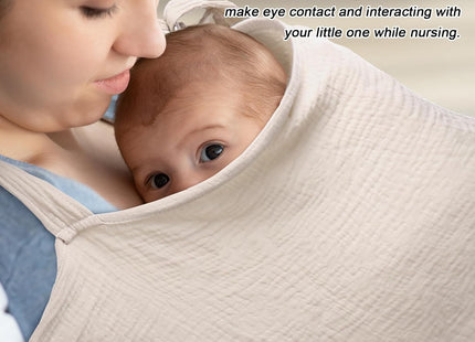 Huiguli 100% Cotton Muslin Breastfeeding Nursing Cover 75 x 110cm – Khaki