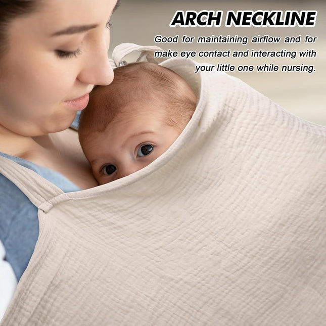 Huiguli 100% Cotton Muslin Breastfeeding Nursing Cover 75 x 110cm – Khaki