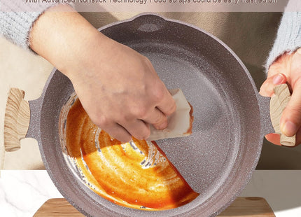 AIKENBBKK 32cm 2-in-1 Ceramic Nonstick Deep Frying Pan with Lid – Brown