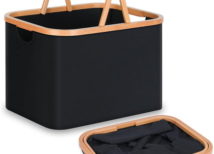 efluky 43L Foldable Laundry Basket & Storage Hamper with Bamboo Handles