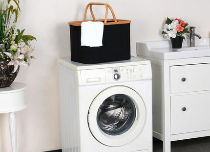 efluky 43L Foldable Laundry Basket & Storage Hamper with Bamboo Handles