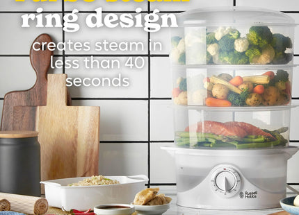 Russell Hobbs 21140 3 Tier Electric Food Steamer 9L 800W White