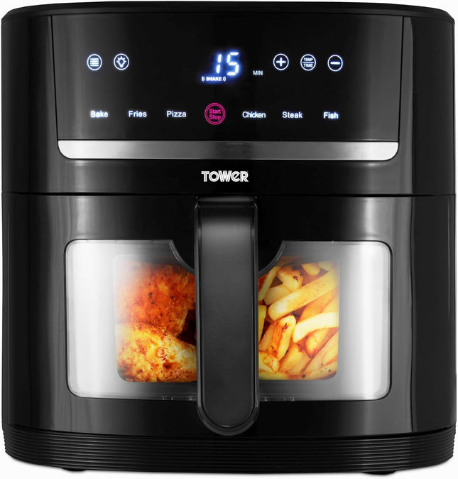 Tower T17116 Vortx Eco Saver 4L Air Fryer with Vizion Viewing Window 1350W Black
