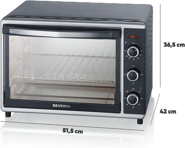 Severin 42L Electric Mini Oven 1800W with Grill, Convection, Rotisserie & Pizza Stone