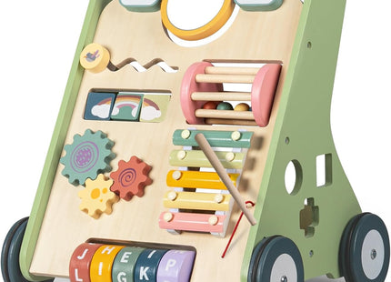 Bautia Wooden Baby Walker & Activity Centre – 10-in-1 Push Along Toy