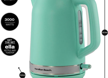 Hamilton Beach Ella 1.7L Electric Kettle, Auto Shut Off, Matte Mint - HBK3045MM