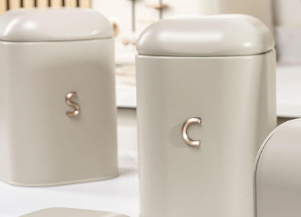 Salter Pebble 3 Piece Canister Set – Tea Coffee Sugar Storage, Stone