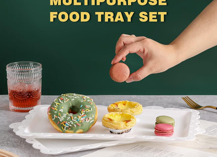 Artliving Plastic Serving Trays 4 Pack White 14 x 9 Inch Food Serving Platters