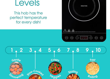 Abode AINDH1002 2000W Portable Induction Hob with Touch Control – Black