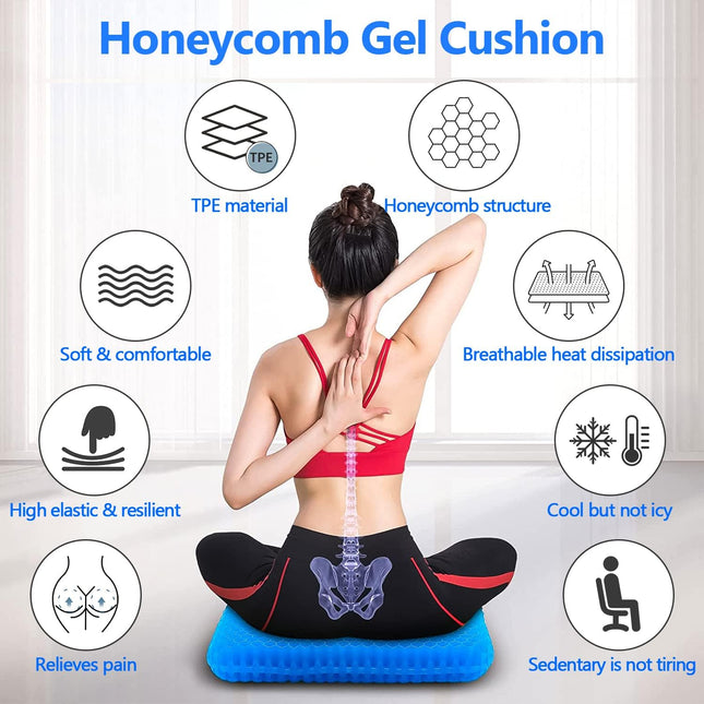 JILERWEAR Gel Seat Cushion – Double Honeycomb Pressure Relief Cushion