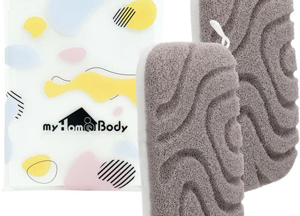 myHomeBody Dual-Texture Exfoliating Shower Sponge 2 Pack – Grey & White