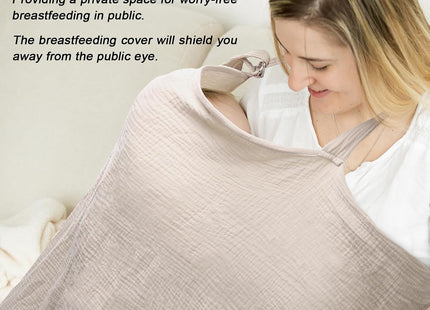 Huiguli 100% Cotton Muslin Breastfeeding Nursing Cover 75 x 110cm – Khaki
