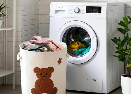 INough XL Laundry Basket 58L Bear Design – Foldable Clothes Hamper Storage