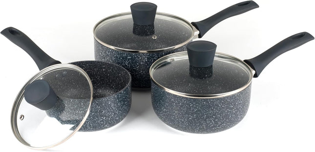 Russell Hobbs Nightfall Stone 3-Piece Saucepan Set – 16/18/20cm