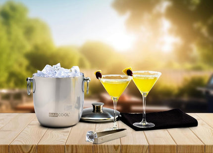 Barcool 3L Double-Walled Stainless Steel Ice Bucket with Lid & Tongs