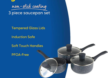 Russell Hobbs Nightfall Stone 3-Piece Saucepan Set – 16/18/20cm