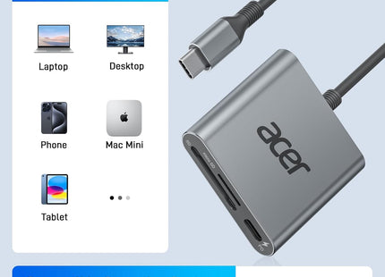 Acer USB-C UHS-II SD Card Reader with 100W PD Charging Port - 4.0