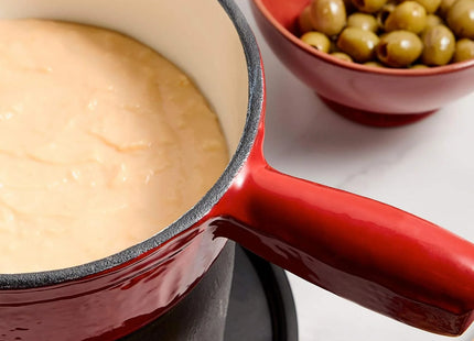 VonShef Red Cast Iron Fondue Set for Cheese & Chocolate, 6 Forks, Burner Included