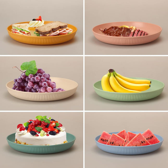 CSYY 6pc 9 Inch Unbreakable Deep Dinner Plates – Colourful