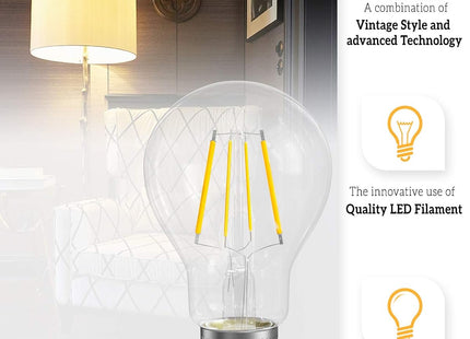 QNINE E27 LED Edison Filament Bulbs 5W 500lm Warm White 2700K – 3 Pack