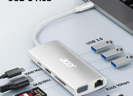 Acer 9-in-1 USB C Hub with 4K HDMI, Ethernet & 100W PD Charging