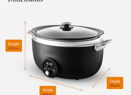 Good Food x Tower 6.5L Digital Slow Cooker with Delay Timer – Black & Stainless Steel