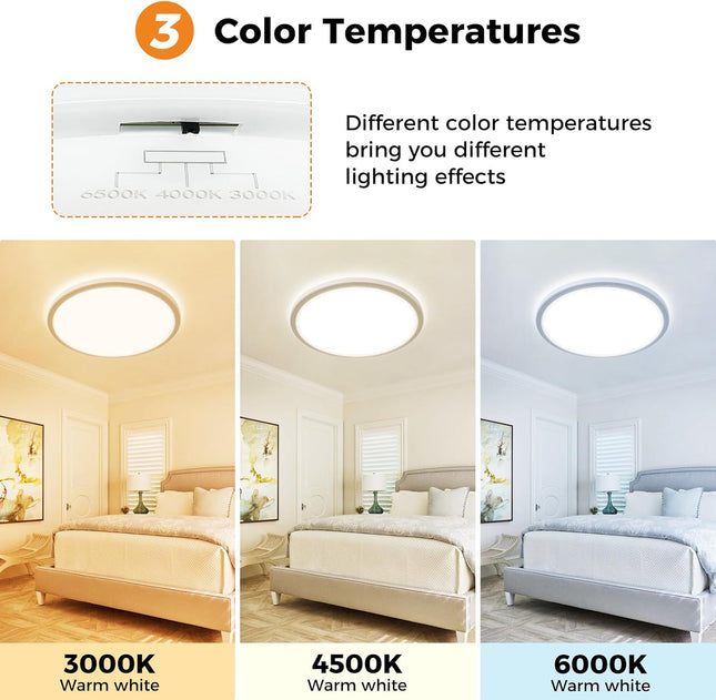 Slochi 38cm 36W LED Ceiling Light 3600lm 3 Colour Temperatures – White