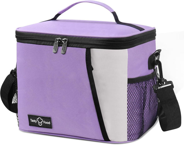 Insulated Lunch Bag 8.7L Leakproof Cooler Bag with Adjustable Shoulder – Purple