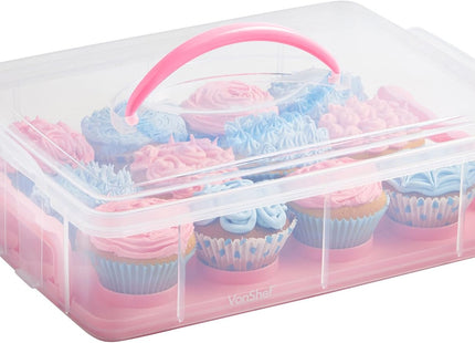 VonShef Cupcake Carrier with Handle – Three and Two Tier Cake Box