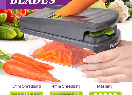 Meoware 7-in-1 Multi-Function Veggie Chopper – Vegetable Slicer (Grey & Green)