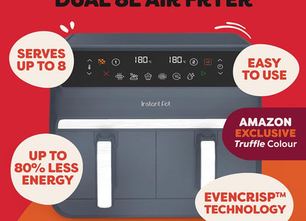 Instant Pot Vortex 8L Dual Basket Air Fryer 1850W 8-in-1 – Truffle Grey