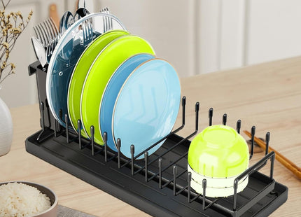 Compact Dish Drying Rack with Drainboard – Rustproof Kitchen Counter Dish Drainer