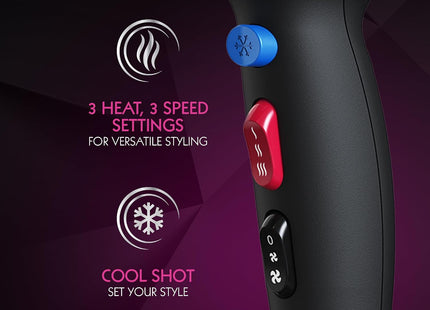 Wahl Ionic Smooth 2200W Hair Dryer with Cool Shot, Fast Drying – Black